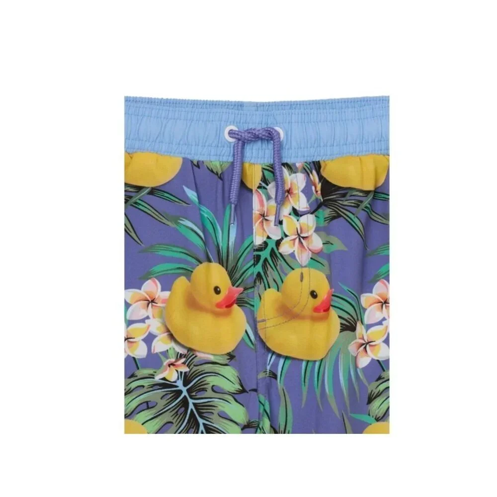 NEFF Men's M Board Shorts Rubber Duck Tropical Print Shorts Blue NWT